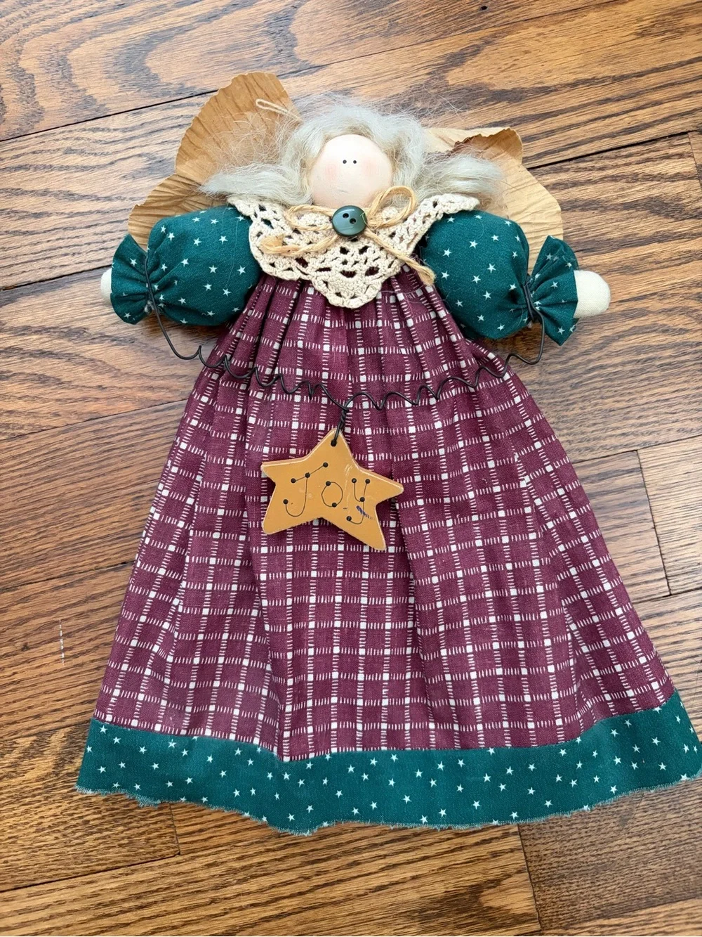 Handcrafted Primitive Country Style Angel Doll Holiday Joy Star Decor